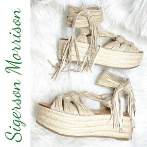 NWOB SIGERSON MORRISON COSIE Strappy Gold Platform Espadrille Resortwear Boho, 7